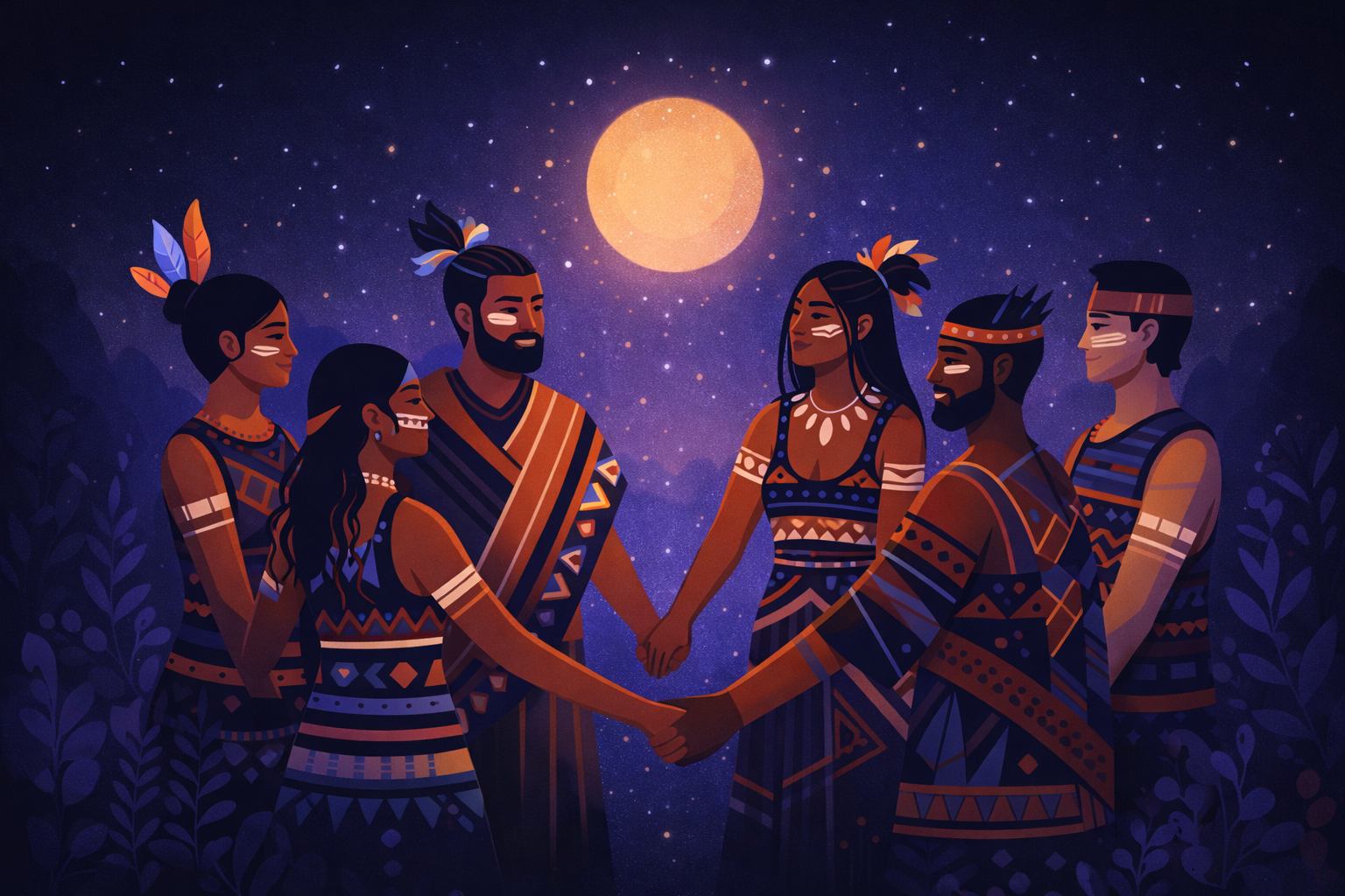 People holding hands in a circle